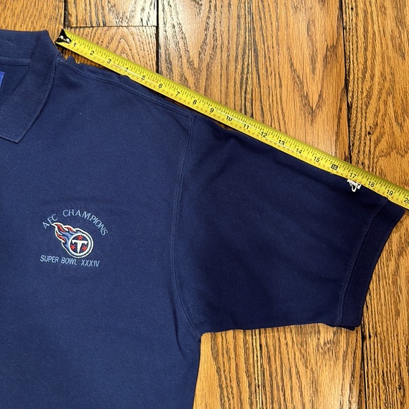 TITANS AFC CHAMPS SUPERBOWL XXXIV NAVY COTTON POLO WITH TITANS LOGO - Picture 5 of 6